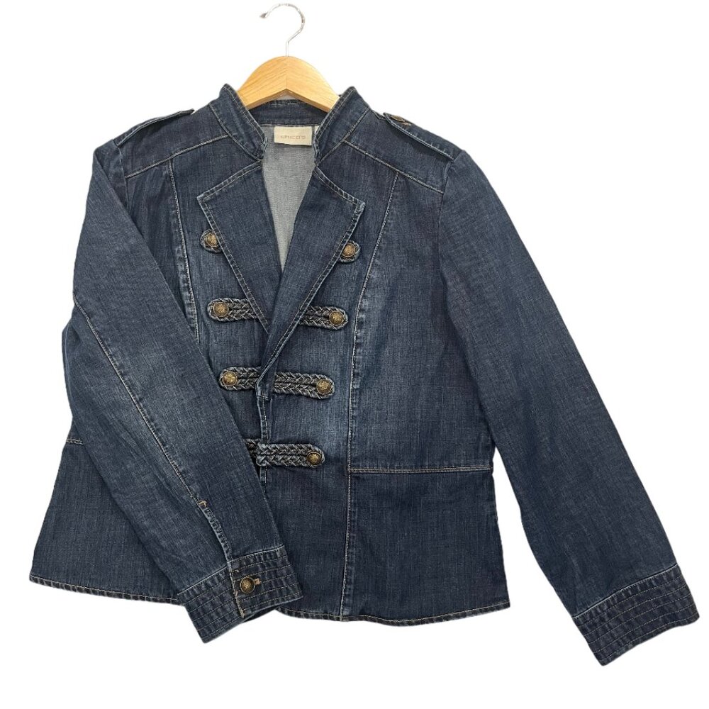 Chico's Denim Blue Jean Jacket Women's Size 2